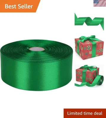 Lujoso rollo de cinta de satén verde - 50 yardas, 1-1/2 pulgada para bodas y manualidades Foto 1 de 4