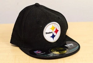 Stealers Logo Flat Bill Black Hat NFL 59Fifty New Era Size 6.5 (52cm) Cap - Picture 1 of 9