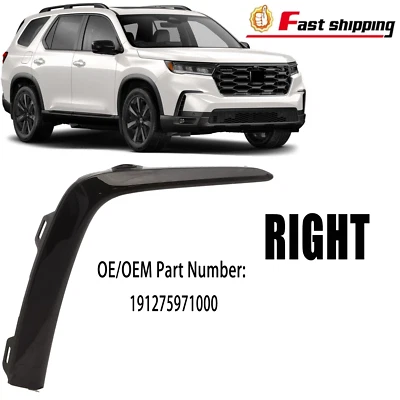 Moldura de parachoques delantero del lado derecho del pasajero para Honda Pilot 2023-2025 negro brillante Foto 1 de 4