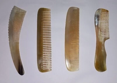 Juego de 4 peines de cuerno artesanales - estilo vikingo | peine ecológico para barba y cabello Foto 1 de 4
