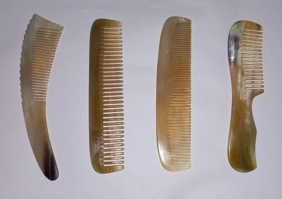 Handcrafted Horn Comb Set of 4 – Viking Style | Eco-Friendly Beard & Hair Comb - Image 1 of 4