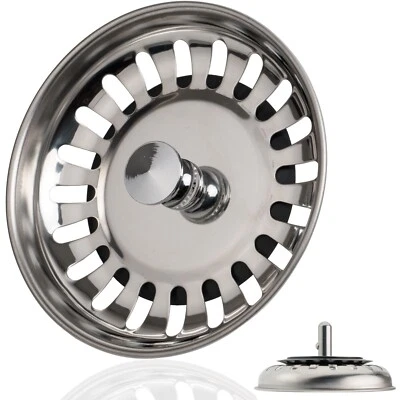 Siebkorb mit Zapfen Siebkörbchen Spülbecken Abflusssieb Spültisch Ablaufstopfen - Bild 1 von 4