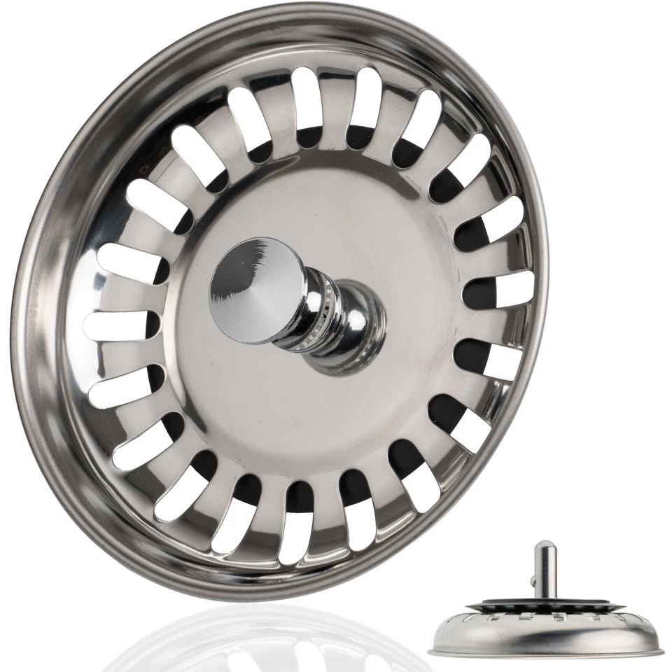 Siebkorb mit Zapfen Siebkörbchen Spülbecken Abflusssieb Spültisch Ablaufstopfen - Bild 1 von 4