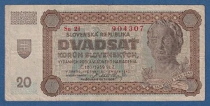 ESLOVAQUIA / SLOVAKIA -- 20 KORUN ( 11.9.1942 ) -- BC / F -- PICK 7a . - Imagen 1 de 2