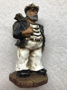 Burly Sea Salty Sailor Fisherman 3,75" Navy Gold Maritim Figur Dekor - Bild 1 von 4