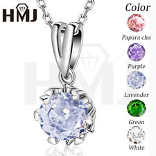 WOMEN 925 Sterling Silver 5A Crush Ice Cut Cubic Zirconia Pendant Necklace Gift