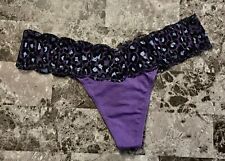 JHKKU Purple Leopard Print Thongs Underwear for Women Sexy G