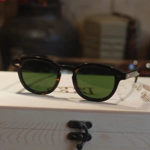 Vintage Johnny Depp grüne Sonnenbrille Herren Schildpatt Brille grüne Glaslinse L - Bild 1 von 4