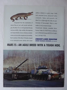 6/1990 PUB CREUSOT LOIRE MARS 15 ARMOURED VEHICLE CROCODILE ORIGINAL AD - Imagen 1 de 1
