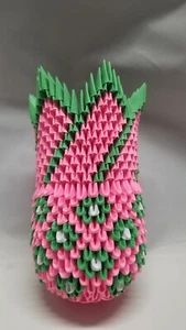 3D Origami Vase -Pink, Green, White -NEW Hand Made - HOT- Christmas Gift - Picture 1 of 8