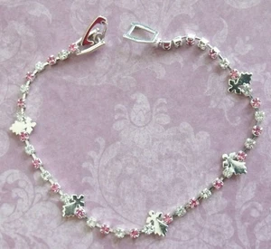 Nuevo Pequeño Ángeles Rosa Caja Transparente Cristales Pulsera Religiosa - Imagen 1 de 6