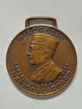 EARLY WISCONSIN NATIONAL GUARD MEDAL WATCH FOB PERFECT ATTENDANCE WHITEHEAD HOAG