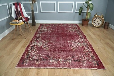 Alfombra de área vintage, alfombra turca de lana, alfombra decorativa boho roja, 4,92 x 8,27 pies H-2459 Foto 1 de 4