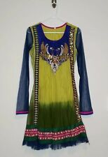 Anarkali Indian/Pakistani Dress Long Sleeve Mesh Sleeves Embellished Colorful