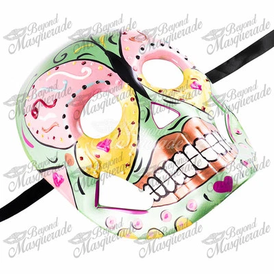 Mujer Día de Muertos Esqueleto Calavera Halloween Mascarada Máscara Bufón Verde  Foto 1 de 4