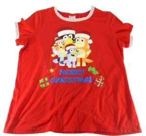 Bluey Childrens Christmas Shirt Short Sleeve Size 8 Polyester/Cotton Bust 85cm - Picture 1 of 10