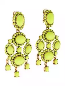 Oscar de la Renta Ohrringe Haute Couture Runway grün baumelt Clip Chartreuse gy - Bild 1 von 17
