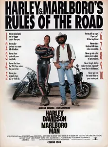 Pubblicità stampa a colori 1991 HARLEY Davidson and Marlboro Man Movie Rules of the Road - Foto 1 di 1