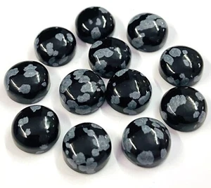 Copo de nieve natural obsidiana 10 mm a 20 mm cabujón redondo calibrado piedra preciosa suelta - Imagen 1 de 4