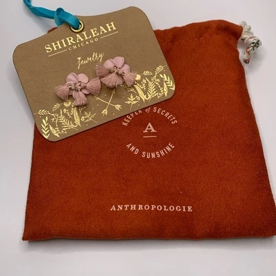 NWT Anthropologie Shiraleah Pink Floral Tassel Earrings - Image 1 of 3