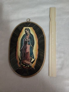 Vintage Unsere Liebe Frau von Guadalupe Holz Plakette - Bild 1 von 3