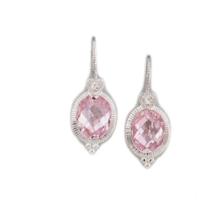 Pendientes colgantes Judith Ripka de plata de ley con zafiro rosa 925 firmados Foto 1 de 4