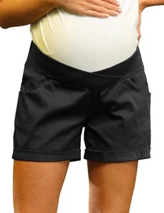 Maternity Summer Casual Elastic Waist Comfy Under Belly Shorts with Pockets B... - Picture 1 of 1
