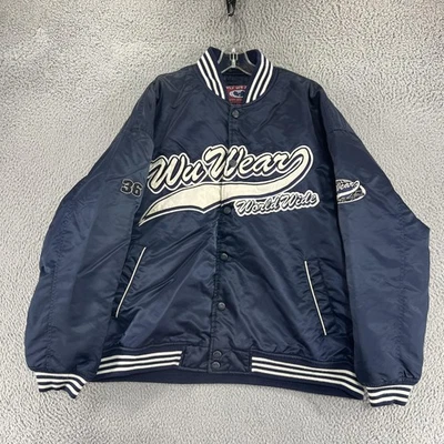 Chaqueta de colección Wu Wear para hombre 2XL azul satinado bombardero en todo el mundo36 Wu Tang años 90 Foto 1 de 4