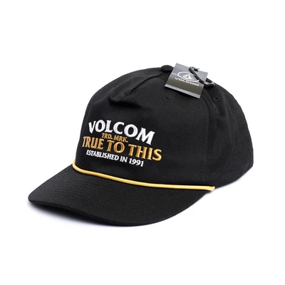 Volcom Stone Rope Snapback Cap Black Gold Raised Embroidery Curved Brim - Image 1 of 4