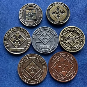 US Army 4th Infantry Division lot Of 7 Challenge Coins - Picture 1 of 7