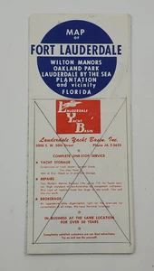 Florida Fort Lauderdale Vintage Fold Out Tourist Street Road Map c1960s - Picture 1 of 3