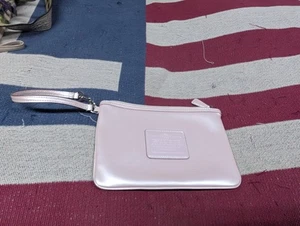 Vintage Coach Wristlet Wallet Pouch Pink Metallic Leather Top Zip Y2K Rare - Picture 1 of 10