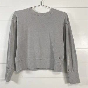Albion Sweatshirt Womens Medium Black White Crewneck Honeycomb Knit Pullover - Picture 1 of 11