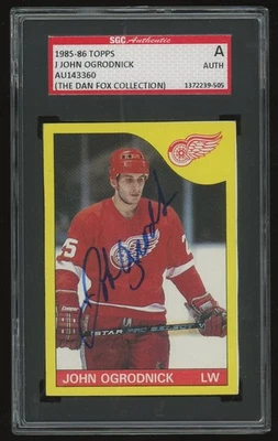 1985-86 Topps Box Bottoms John Ogrodnick Auto #J - SGC Authentic - Red Wings - Image 1 of 2