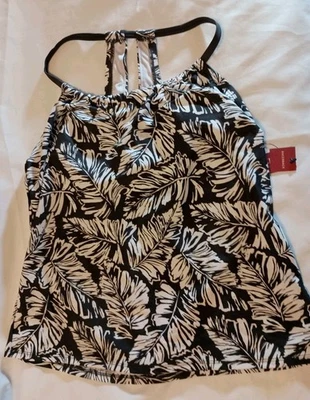 Merona - Racerback Tankini - Gray/ White - Size S - NWT - Image 1 of 3