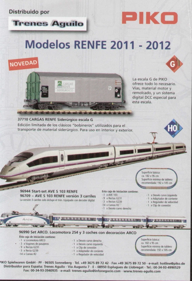 catalog PIKO 2011/12 RENFE G HO models - Spanish models SP aa - Image 1 of 1