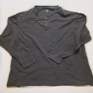Roundtree & Yorke Herren grau Waffel Strick Langarm Thermo Henley Hemd GrößeXXL - Bild 1 von 4