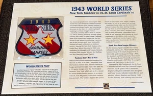 1943 NEW YORK YANKEES WORLD SERIES BASEBALL WILLABEE & WARD COOPERSTOWN PATCH - Bild 1 von 2
