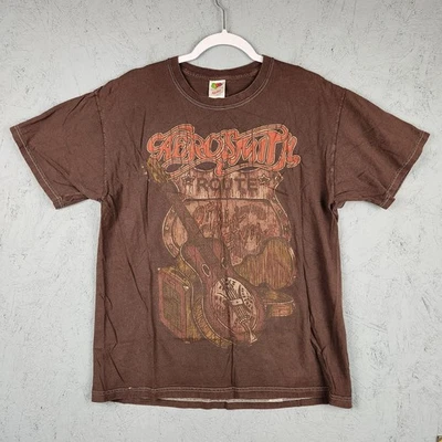 Vintage Aerosmith Shirt Mens Large Brown Route of All Evil Tour Graphic Band Y2K - Image 1 of 4