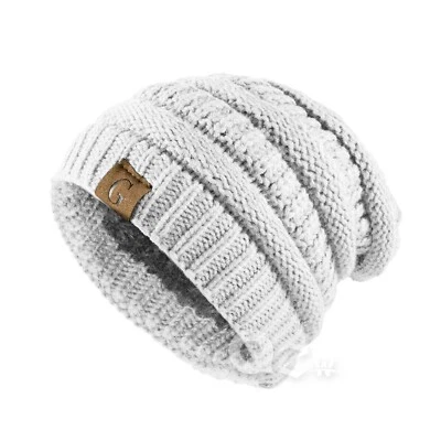 Chapéu de inverno feminino masculino malha desleixado gorro folgado tamanho grande esqui lã boné desleixado - Imagem 1 de 3