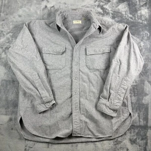 LL Bean Signature Mens Large 1933 Chamois Cloth Flannel Button Gray Work XL - Picture 1 of 7