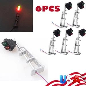 6* Model Railroad HO Scale 1:87 Track Signals 2-LEDs Green Red Block Lights Lamp - Picture 1 of 7