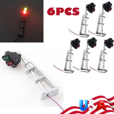 6* Model Railroad HO Scale 1:87 Track Signals 2-LEDs Green Red Block Lights Lamp - Image 1 of 4