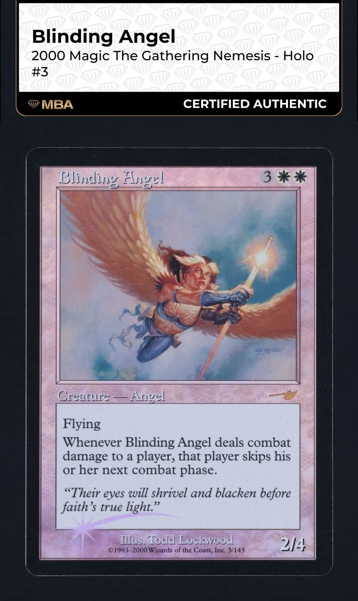 BLINDING ANGEL FOIL Nemesis Lightly Played MBA Auth MTG Magic [Luca]