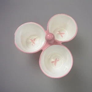 Pampered Chef “Help Whip Cancer” 3 Bowl Dish/breast Cancer/pink - Picture 1 of 3