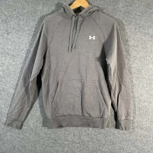 Under Armour Jumper Mens Medium Grey Loose Pullover Sweater Hoodie Hood Adult Z2 - Picture 1 of 12