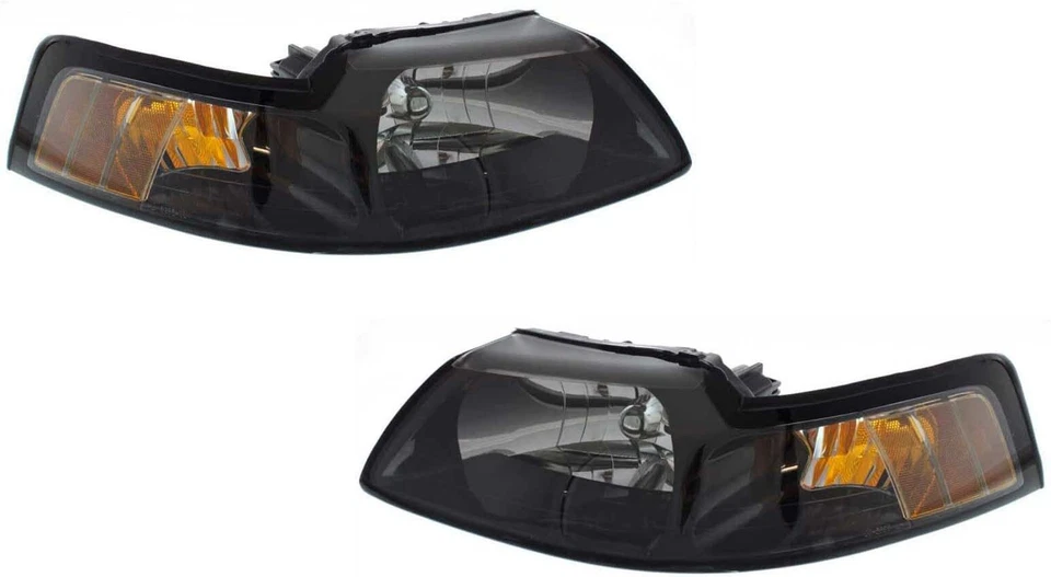 Headlights For Ford Mustang 1999 2000 2001 2002 2003 2004 Black Trim Pair Foto 1 de 4