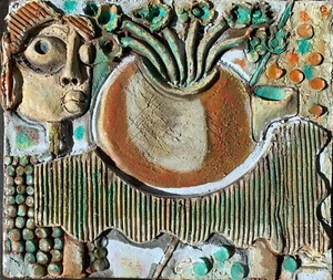 Rayah Redlich (Israeli ,1946-2002)Abstract Bezalel School Ceramic Wall Sculpture - Picture 1 of 21
