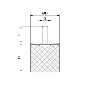 Gummipuffer 30/15 M8 ca 55° Shore Gummi/Metall Puffer - Bild 1 von 1