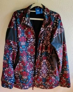 Adidas Regen/Windjacke JACKE Gr.L rot/blau gemustert mit Blumen TOP w.Neu - Bild 1 von 6